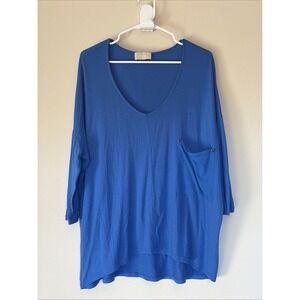 Kerisma Blue Dolman Sleeve Oversized Pocket Tee Shirt Stretch Blouse Top S/M